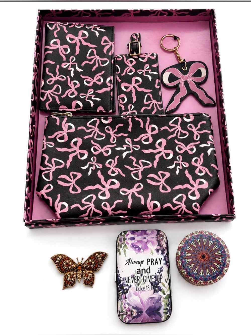 Dabney Lee Travel Cosmetic Bag Passport Holder Key Charm Luggage Tag, manicure